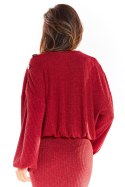 Sweter damski oversize z wiskozy z kimonowymi rękawami bordowy A318
