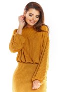 Sweter damski oversize z wiskozy z kimonowymi rękawami kamelowy A318