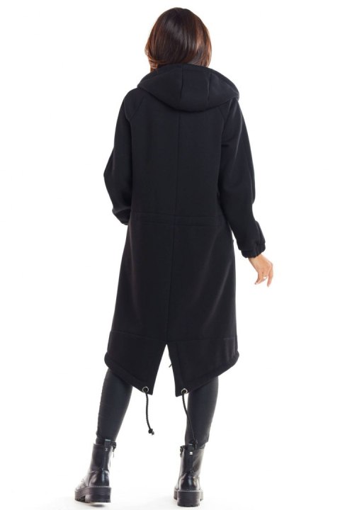 Ciepła bluza damska parka z kapturem zapinana na zamek czarna M220 Ciepła bluza damska parka z kapturem zapinana na zamek czarna M220