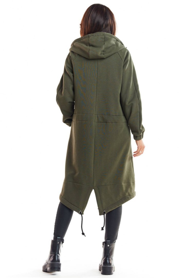 Ciepła bluza damska parka z kapturem zapinana na zamek khaki M220 Ciepła bluza damska parka z kapturem zapinana na zamek khaki M220