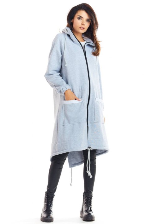 Ciepła bluza damska parka z kapturem zapinana na zamek szara M220 Ciepła bluza damska parka z kapturem zapinana na zamek szara M220