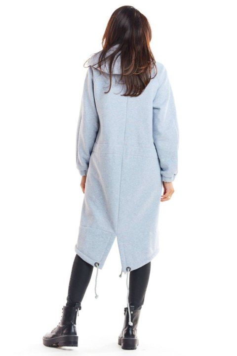 Ciepła bluza damska parka z kapturem zapinana na zamek szara M220 Ciepła bluza damska parka z kapturem zapinana na zamek szara M220
