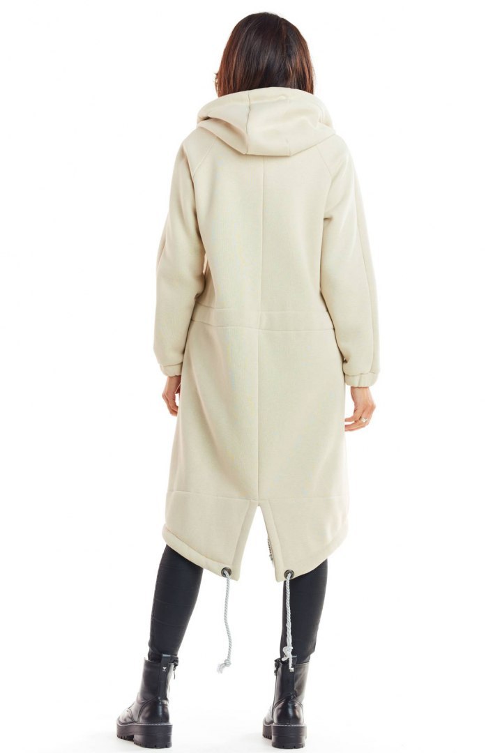 Ciepła bluza damska parka z kapturem zapinana na zamek beżowa M220 Ciepła bluza damska parka z kapturem zapinana na zamek beżowa M220