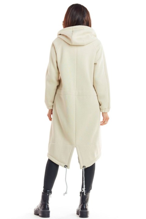 Ciepła bluza damska parka z kapturem zapinana na zamek beżowa M220 Ciepła bluza damska parka z kapturem zapinana na zamek beżowa M220