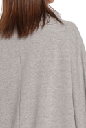 Bluza damska oversize z kominem i wiązaniem na dole szara B027