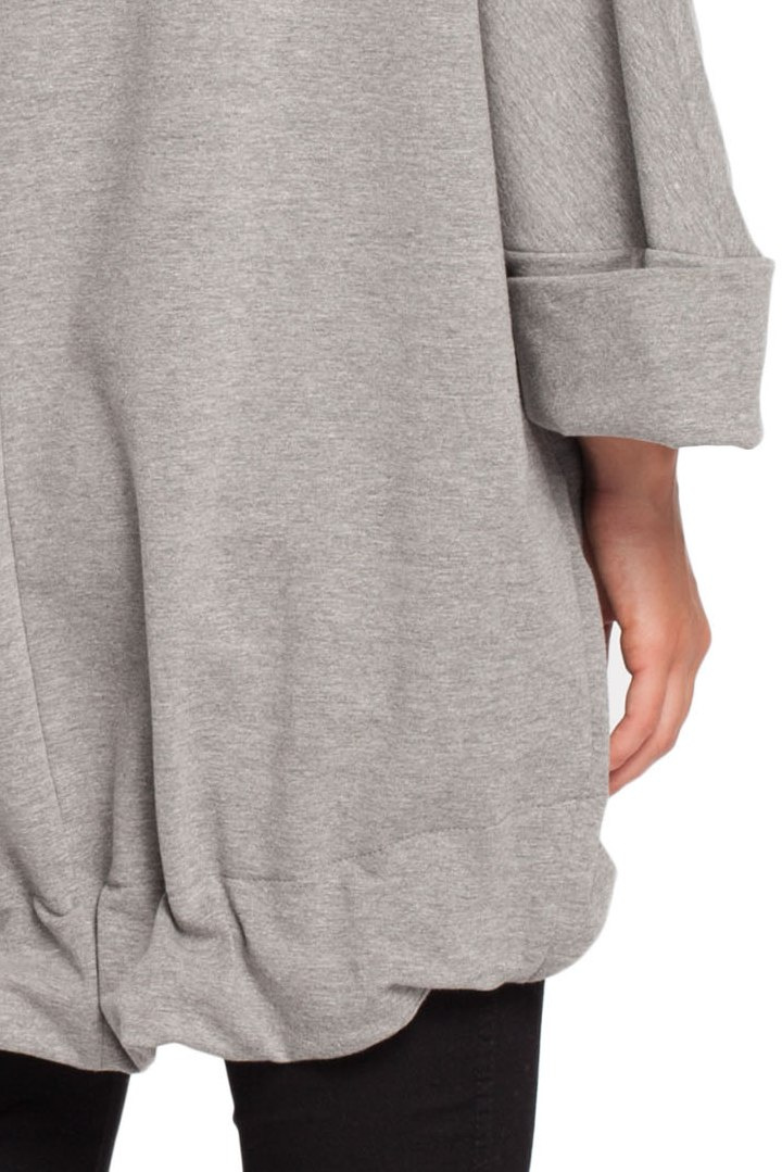 Bluza damska oversize z kominem i wiązaniem na dole szara B027 Bluza damska oversize z kominem i wiązaniem na dole szara B027