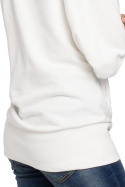 Bluza damska oversize z dzianiny z krótkim rękawem ecru B048