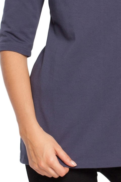 Bluza damska dzianinowa z kapturem i rękawem 3/4 niebieska B026 Bluza damska dzianinowa z kapturem i rękawem 3/4 niebieska B026