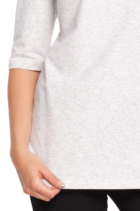 Bluza damska dzianinowa z kapturem i rękawem 3/4 stracciatella B026 Bluza damska dzianinowa z kapturem i rękawem 3/4 stracciatella B026