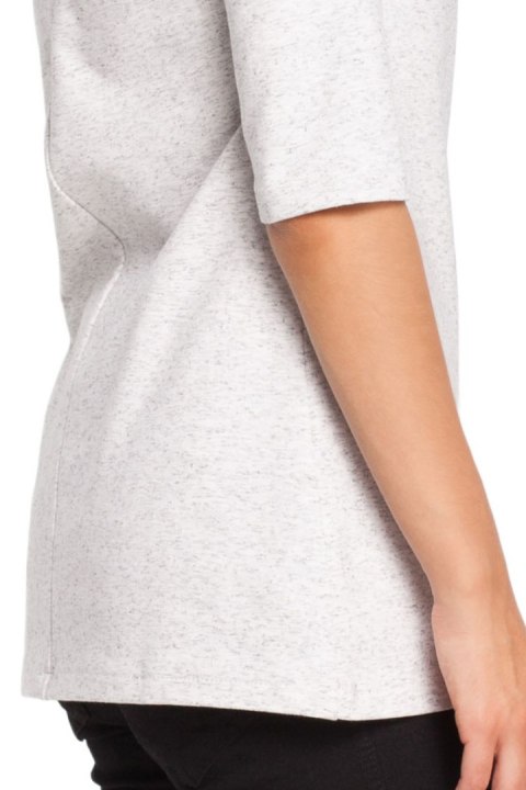 Bluza damska dzianinowa z kapturem i rękawem 3/4 stracciatella B026 Bluza damska dzianinowa z kapturem i rękawem 3/4 stracciatella B026