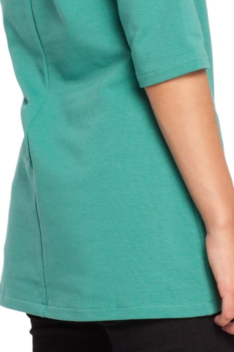 Bluza damska dzianinowa z kapturem i rękawem 3/4 zielona B026 Bluza damska dzianinowa z kapturem i rękawem 3/4 zielona B026