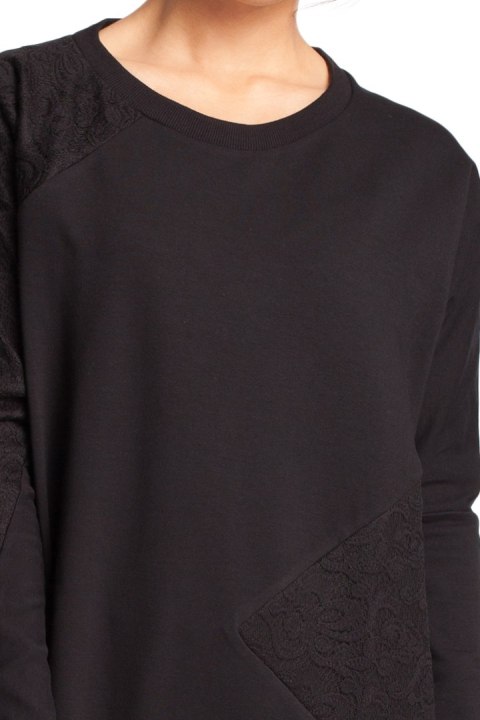 Bluza damska z koronką czarna b016 Bluza damska z koronką czarna b016