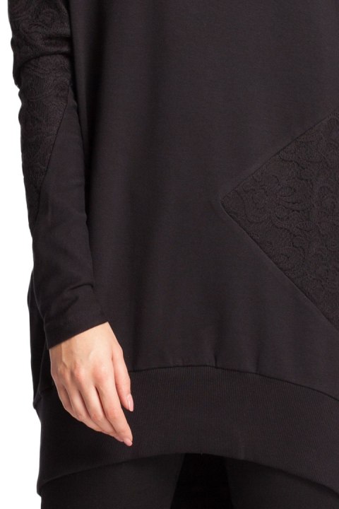 Bluza damska z koronką czarna b016 Bluza damska z koronką czarna b016