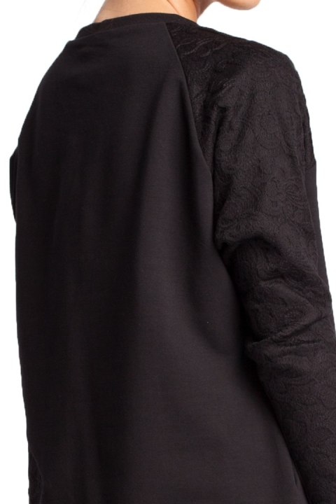 Bluza damska z koronką czarna b016 Bluza damska z koronką czarna b016