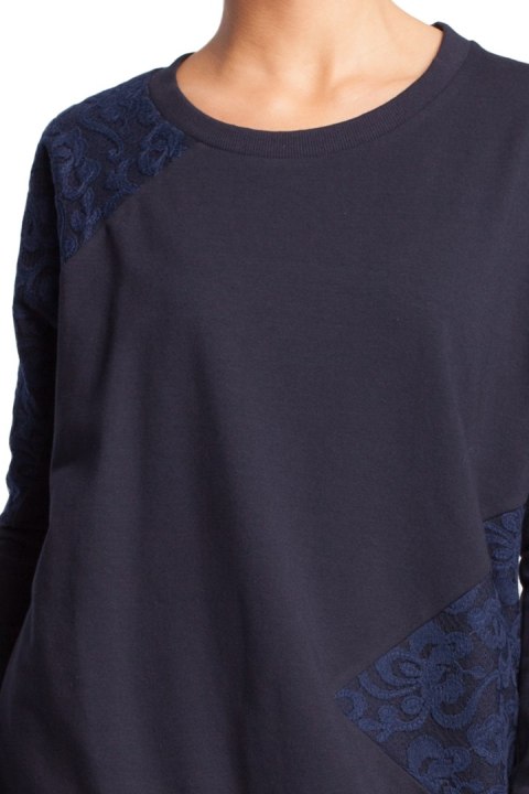 Bluza damska z koronką granatowa b016 Bluza damska z koronką granatowa b016
