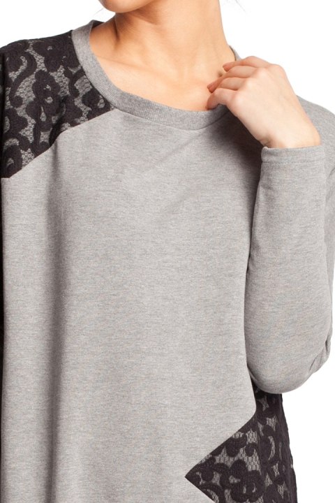Bluza damska z koronką szara b016 Bluza damska z koronką szara b016