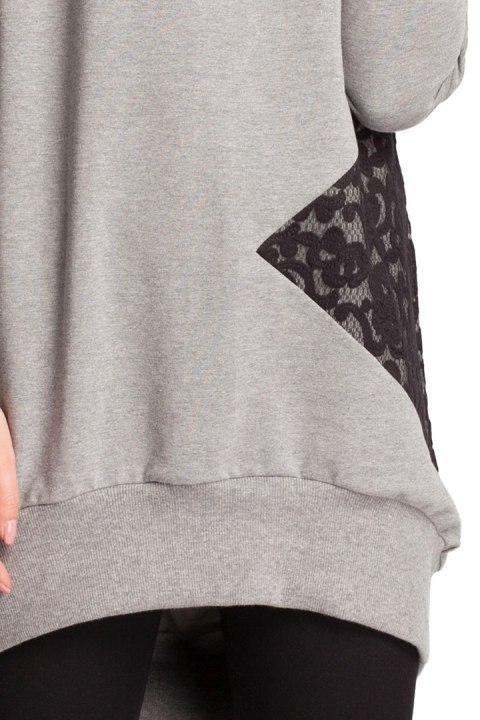 Bluza damska z koronką szara b016 Bluza damska z koronką szara b016