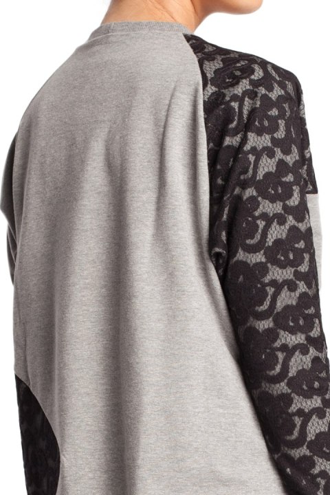 Bluza damska z koronką szara b016 Bluza damska z koronką szara b016