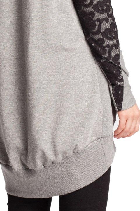 Bluza damska z koronką szara b016 Bluza damska z koronką szara b016