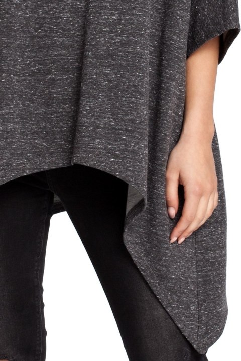 Bluza damska asymetryczna z kieszeniami krótki rękaw grafitowa B034 Bluza damska asymetryczna z kieszeniami krótki rękaw grafitowa B034