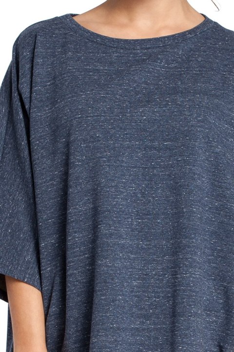 Bluza damska asymetryczna z kieszeniami krótki rękaw granatowa B034 Bluza damska asymetryczna z kieszeniami krótki rękaw granatowa B034