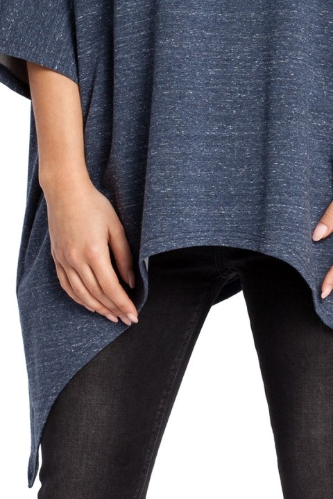 Bluza damska asymetryczna z kieszeniami krótki rękaw granatowa B034 Bluza damska asymetryczna z kieszeniami krótki rękaw granatowa B034