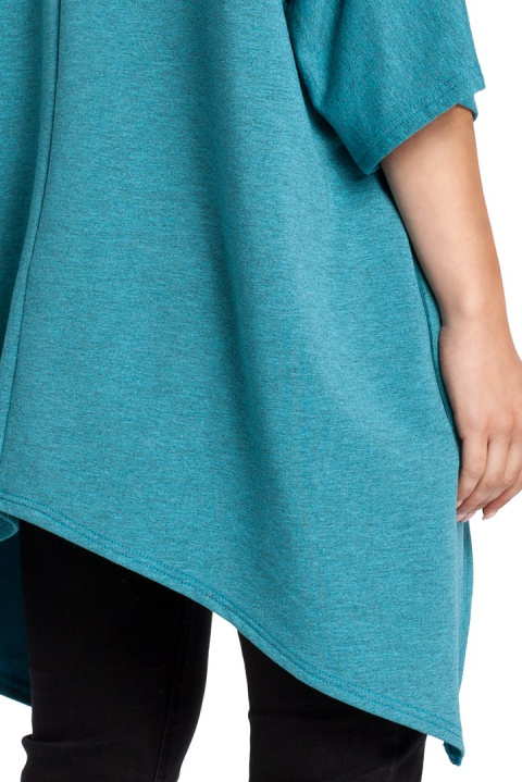 Bluza damska asymetryczna z kieszeniami krótki rękaw szmaragdowa B034 Bluza damska asymetryczna z kieszeniami krótki rękaw szmaragdowa B034