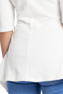 Bluzka damska z krótkim rękawem i dopasowaną górą ecru B041