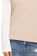 Bluzka damska bawełniana z długimi rękawami z tkaniny beżowa B047