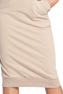 Sportowa spódnica ołówkowa midi z gumką w pasie beżowa B031