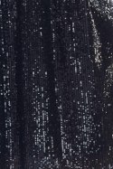 Sukienka mini z cekinami jednym rękawem i rozcięciem czarna A351