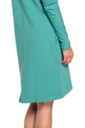 Sukienka trapezowa midi z długim rękawem fason A zielona B012