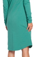 Sukienka dresowa midi z długim rękawem fason A zielona B017