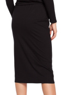 Sukienka midi z wiskozy odcinana w pasie z długim rękawem czarna B014