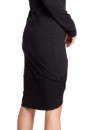 Sukienka midi asymetryczna z dzianiny dresowej czarna B007