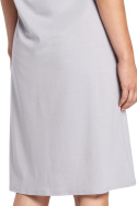 Sukienka midi z wiskozy z falbankami i krótkim rękawem szara B035