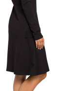 Sukienka dresowa midi z klinami i długim rękawem czarna B044
