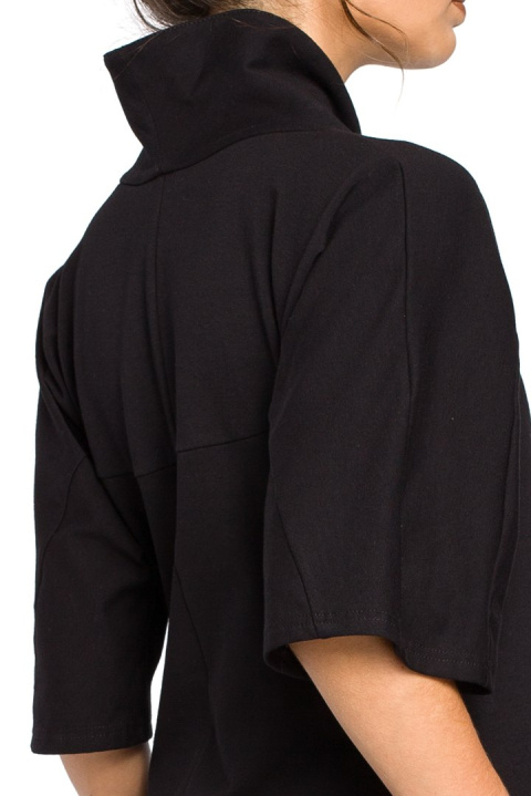 Tunika bawełniana mini kimono ze stójką krótki rękaw czarna B043 Tunika bawełniana mini kimono ze stójką krótki rękaw czarna B043