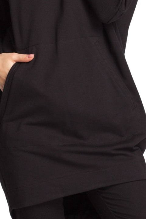 Bluza damska z kapturem i długim zwężonym rękawem czarna B021 Bluza damska z kapturem i długim zwężonym rękawem czarna B021
