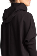 Bluza damska z kapturem i długim zwężonym rękawem czarna B021
