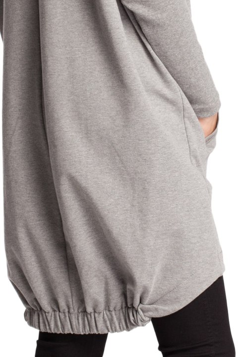 Bluza damska z kapturem i długim zwężonym rękawem szara B021 Bluza damska z kapturem i długim zwężonym rękawem szara B021