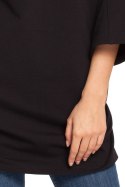 Tunika mini z zaszewkami i szerokim rękawem 3/4 czarna B015