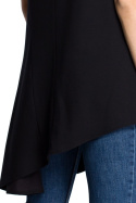 Letnia bluzka damska asymetryczna bez rękawów czarna B069