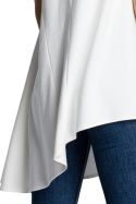 Letnia bluzka damska asymetryczna bez rękawów ecru B069