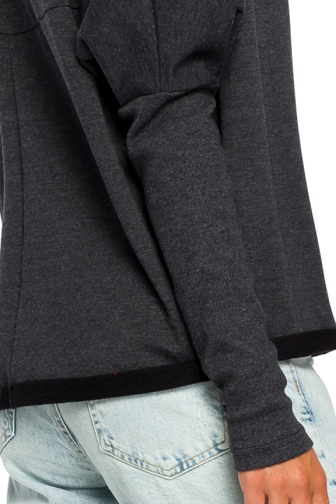 Bluza damska dresowa oversize z dekoltem V z tyłu grafitowa B094 Bluza damska dresowa oversize z dekoltem V z tyłu grafitowa B094