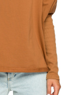 Bluza damska dresowa oversize z dekoltem V z tyłu karmelowa B094