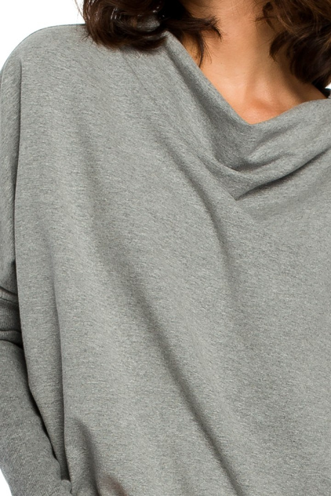Bluza damska dresowa oversize z dekoltem V z tyłu szara B094 Bluza damska dresowa oversize z dekoltem V z tyłu szara B094