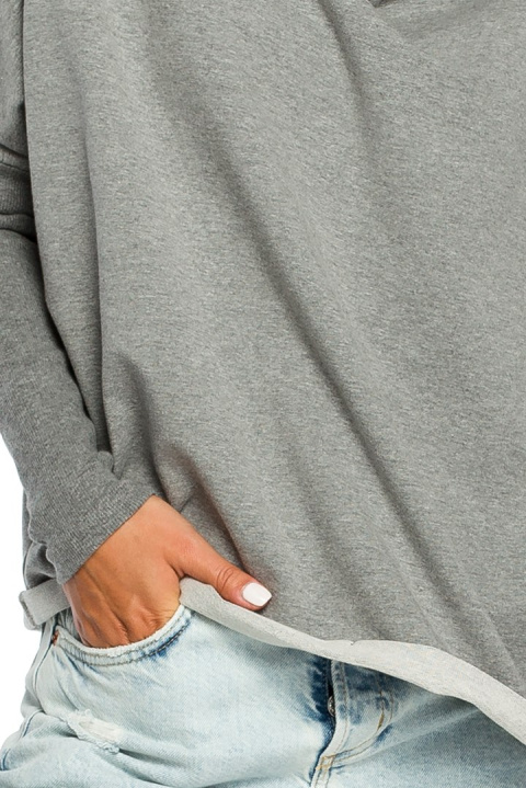 Bluza damska dresowa oversize z dekoltem V z tyłu szara B094 Bluza damska dresowa oversize z dekoltem V z tyłu szara B094