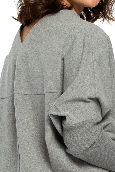Bluza damska dresowa oversize z dekoltem V z tyłu szara B094 Bluza damska dresowa oversize z dekoltem V z tyłu szara B094