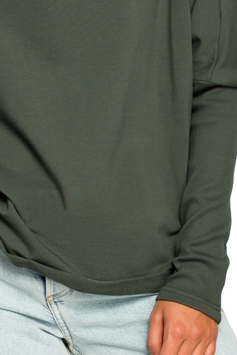 Bluza damska dresowa oversize z dekoltem V z tyłu zielona B094 Bluza damska dresowa oversize z dekoltem V z tyłu zielona B094